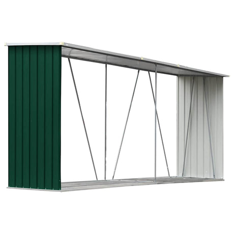 Vidaxl Firewood Shed 330x84x152 cm ocynkowana stalowa zielona