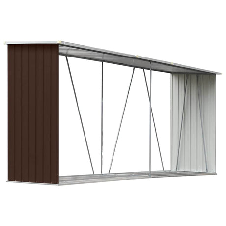 Vidaxl Firewood Shed 330x84x152 cm ocynkowana stalowa brąz