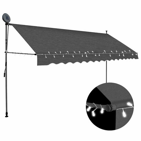 Markiza Vidaxx rozkładana ręcznie z diodami LED 350 cm w kolorze antracytowym