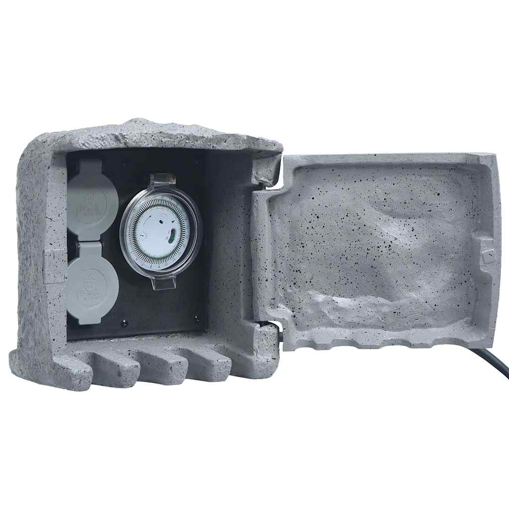 Vidaxl Garden Stop Contact 2 Wejścia z timer Polyresin Grey