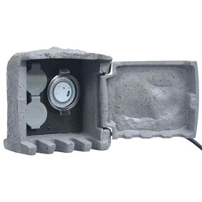 Vidaxl Garden Stop Contact 2 Wejścia z timer Polyresin Grey