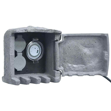 Vidaxl Garden Stop Contact 2 Wejścia z timer Polyresin Grey