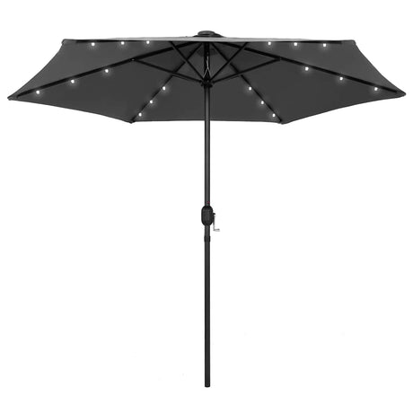 Vidaxl Parasol z oświetleniem LED i biegunem aluminiowym 270 cm antracytów