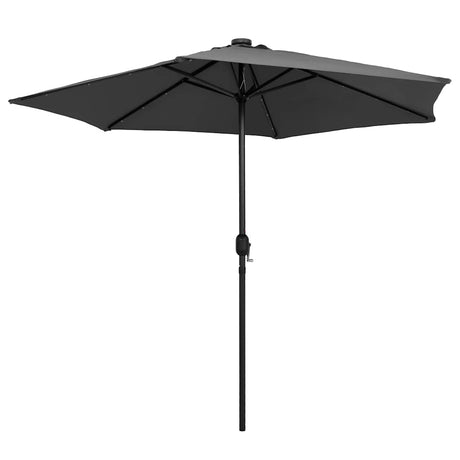 Vidaxl Parasol z oświetleniem LED i biegunem aluminiowym 270 cm antracytów