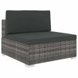 Vidaxl tuinstoel met kussen middensectie poly rattan grijs