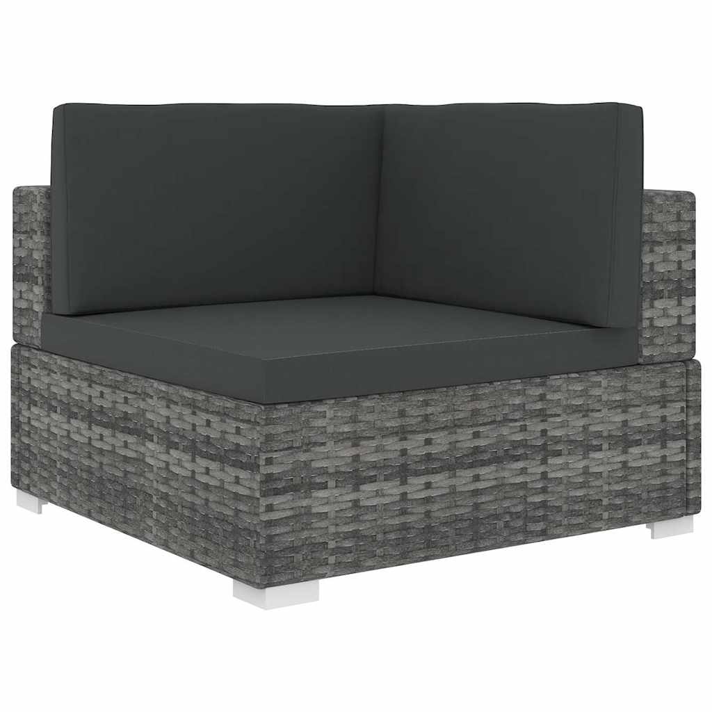 Vidaxl tuinstoel met kussens hoeksectie poly rattan grijs