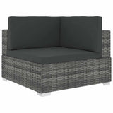 Vidaxl tuinstoel met kussens hoeksectie poly rattan grijs