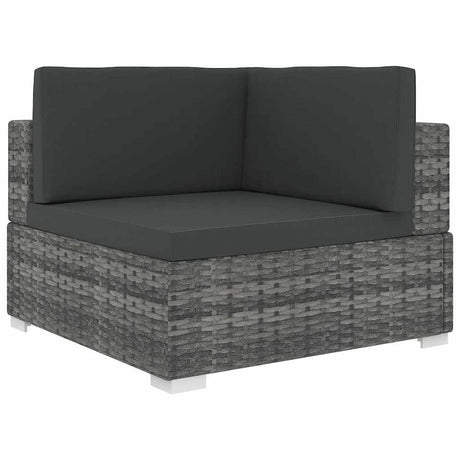 Vidaxl tuinstoel met kussens hoeksectie poly rattan grijs