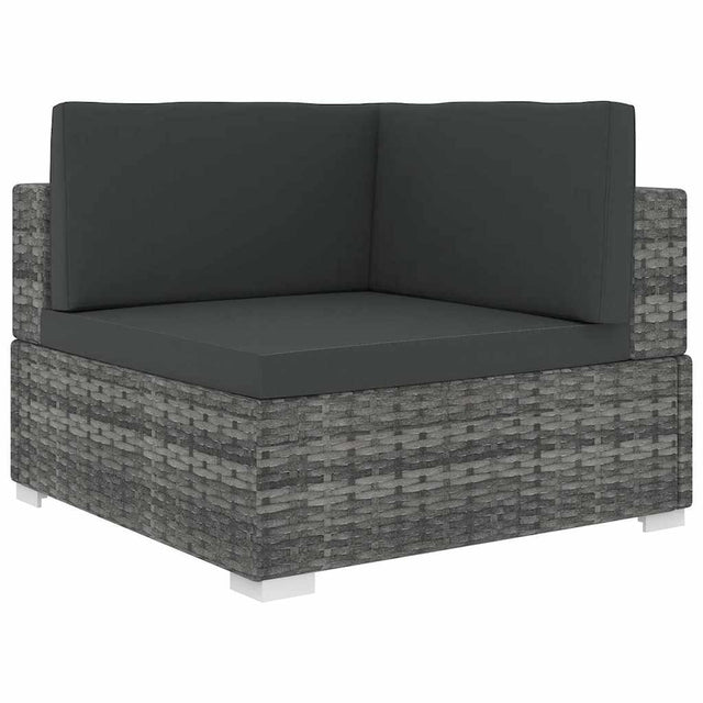 Vidaxl tuinstoel met kussens hoeksectie poly rattan grijs