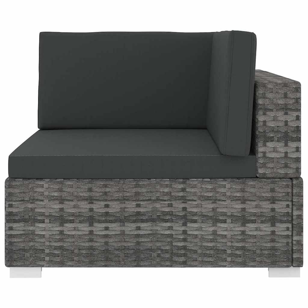 Vidaxl tuinstoel met kussens hoeksectie poly rattan grijs