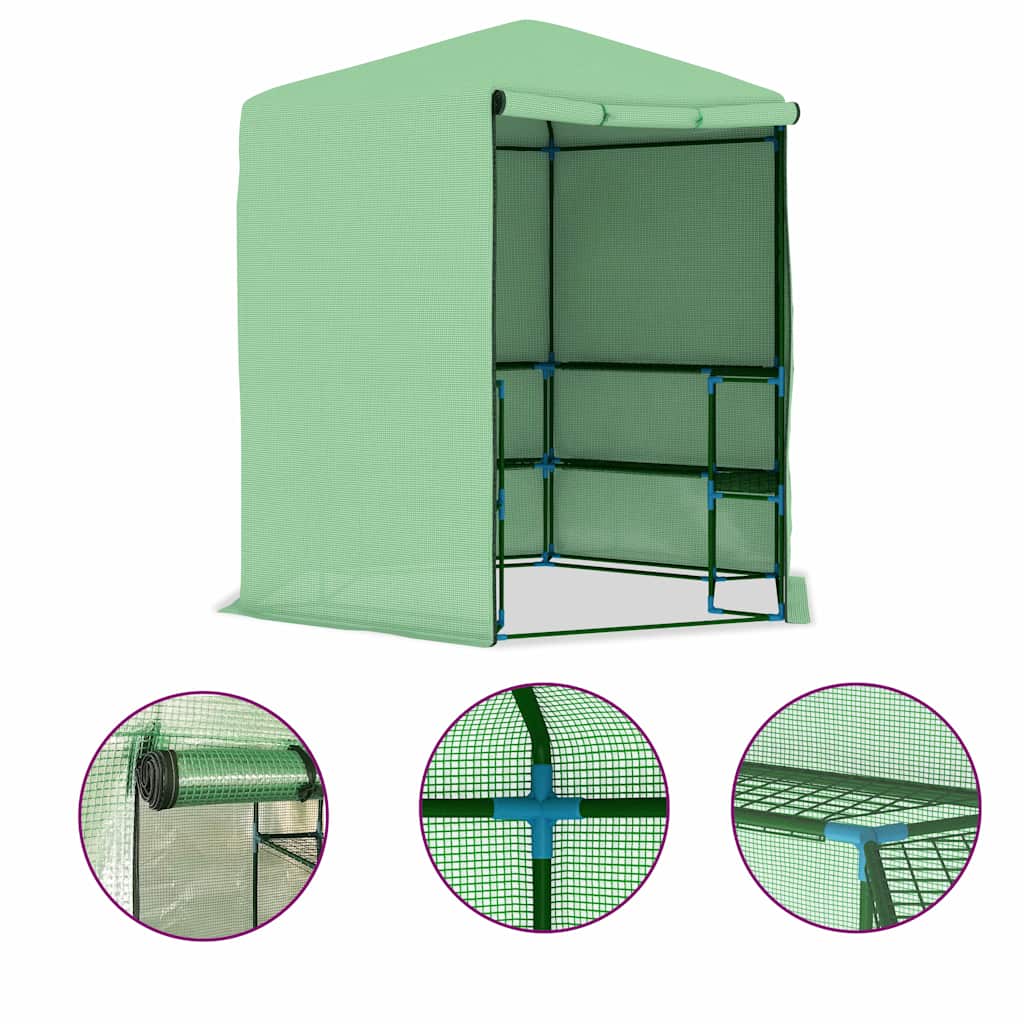 Vidaxl tuinkas z półkami 227x223 cm stal