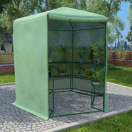 Vidaxl tuinkas z półkami 227x223 cm stal