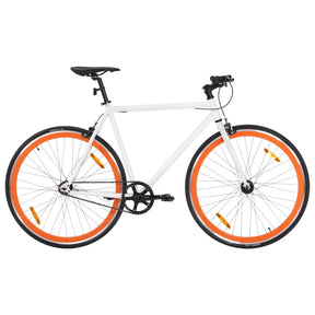 Rower vidaxl z stałym biegiem 700 c 59 cm biały i pomarańczowy
