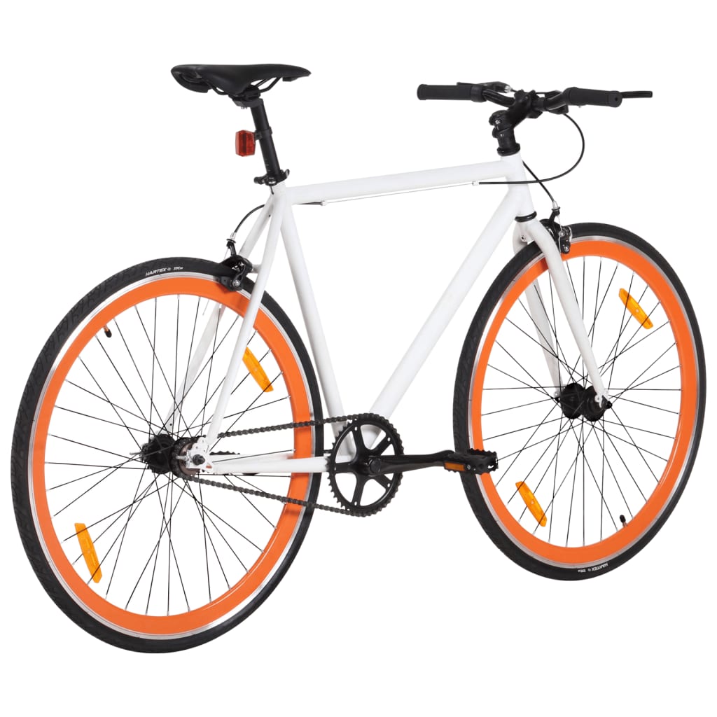 Rower vidaxl z stałym biegiem 700 c 59 cm biały i pomarańczowy