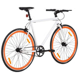 Rower vidaxl z stałym biegiem 700 c 59 cm biały i pomarańczowy