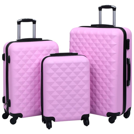 Vidaxl 3-częściowy twardy zestaw bagażu Abs Pink