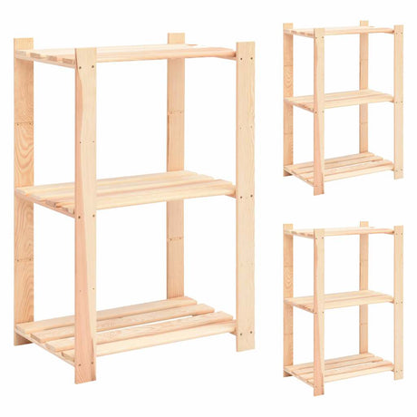 Regały magazynowe Vidaxx 3-warstwowe 3 szt. 60x38x90 cm lite drewno sosnowe 150 kg