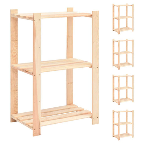 Regały magazynowe Vidaxx 3-warstwowe 5 szt. 60x38x90 cm lite drewno sosnowe 150 kg