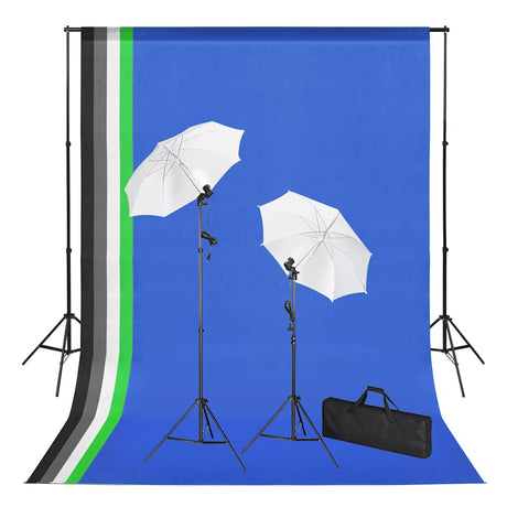 Zestaw studia fotograficznego Vidaxl z tłem, lampami i parasolami
