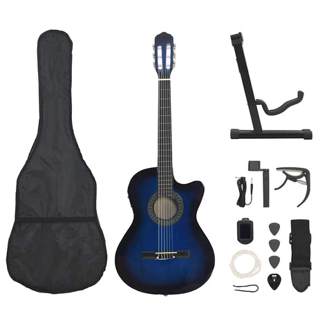 12-częściowy zestaw gitarowy Vidaxl z korektorem i 6 strunami w kolorze western blue