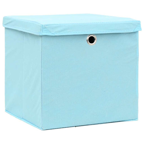 Skrzynki do przechowywania vidaxl z pokrywką 10 szt. 32x32x32 cm tkanin Baby Blue
