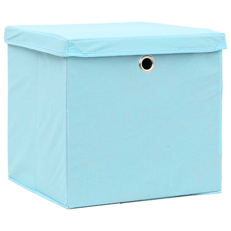 Skrzynki do przechowywania vidaxl z pokrywką 10 szt. 32x32x32 cm tkanin Baby Blue