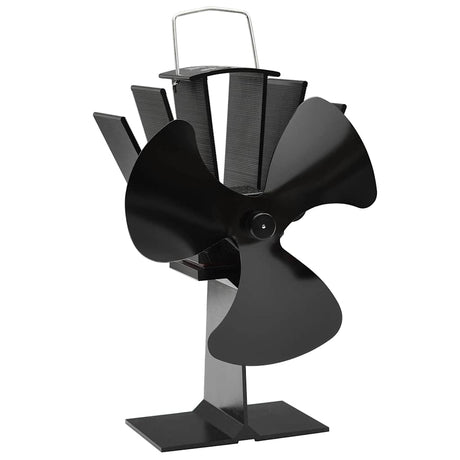 Vidaxl Stove Fan z 3 płetwami czarnymi