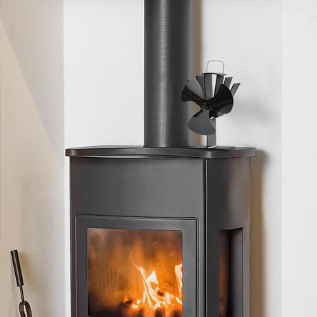 Vidaxl Stove Fan z 3 płetwami czarnymi