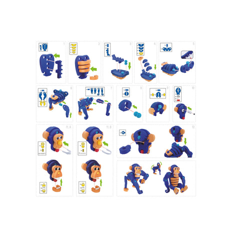 Toi-zabawki rzemieślnicze puzzle małpa junior 25,8 cm niebieskie 59-częściowe
