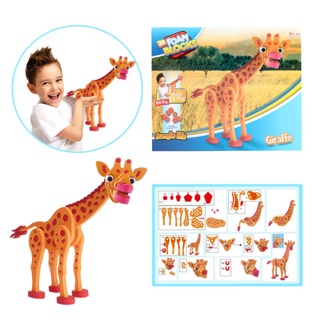 Toi-toys Puzzle 3D żyrafa junior 31,5 cm pianka pomarańczowa 104 szt.