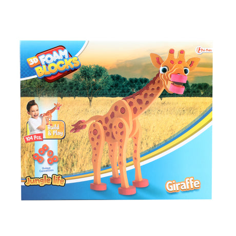 Toi-toys Puzzle 3D żyrafa junior 31,5 cm pianka pomarańczowa 104 szt.