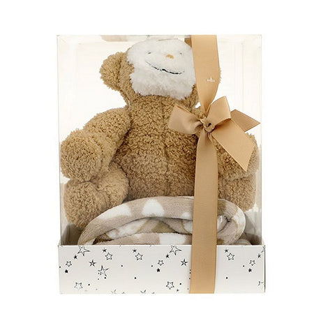 Toi-toys pluszowa małpka + przytulaśny kocyk w pudełku prezentowym