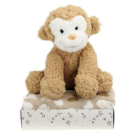 Toi-toys pluszowa małpka + przytulaśny kocyk w pudełku prezentowym