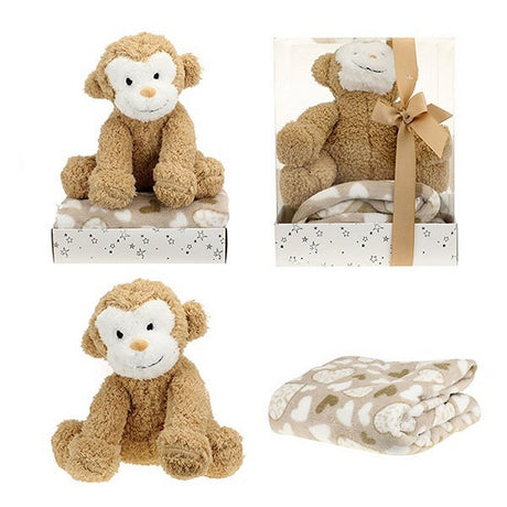 Toi-toys pluszowa małpka + przytulaśny kocyk w pudełku prezentowym