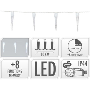 S.I.A. S.I.A. Lampki choinkowe Sople 100 diod LED 9,9M IP44 + Timer