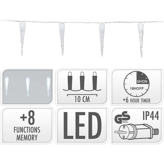 S.I.A. S.I.A. Lampki choinkowe Sople 100 diod LED 9,9M IP44 + Timer