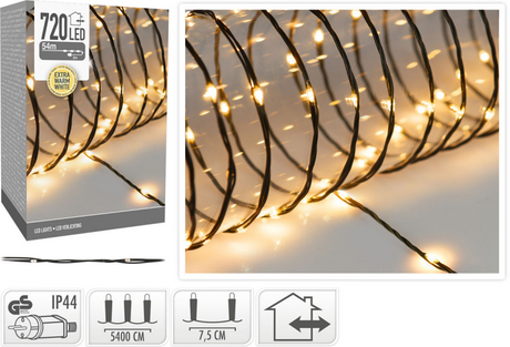 Verlichting 720led wire 54m extra warm wit - ip44