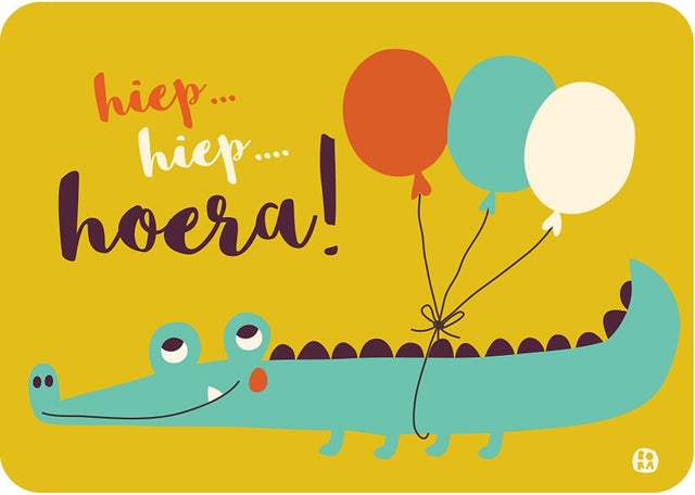 Bora hoera krokodil ansichtkaart