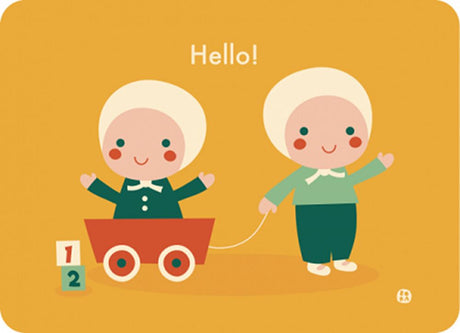 Bora hello baby-twins ansichtkaart. (5 s | 5 stuks