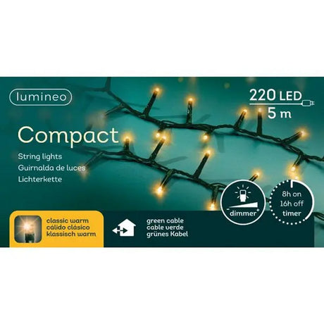 Kompaktowe lampy LED Kaemingk, stabilne, zewnętrzne, zielone, klasyczne, ciepłe, l.500cm