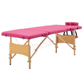 Vidaxl massagetafel inklapbaar 4 zones hout roze