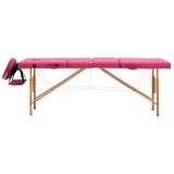 Vidaxl massagetafel inklapbaar 4 zones hout roze