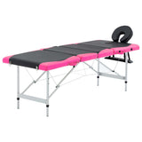 Vidaxl massagetafel inklapbaar 4 zones aluminium zwart en roze