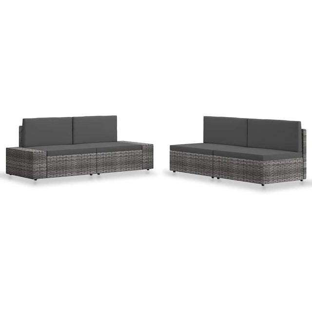 Vidaxl 4-delige loungeset poly rattan grijs