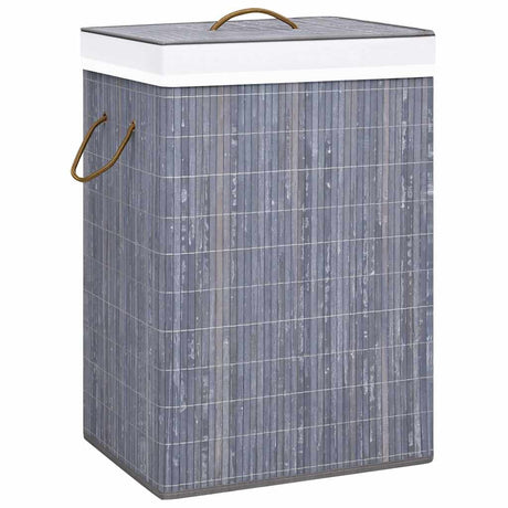Vidaxl Pralni Basket z 2 przedziałami 72 L Bamboo Grey