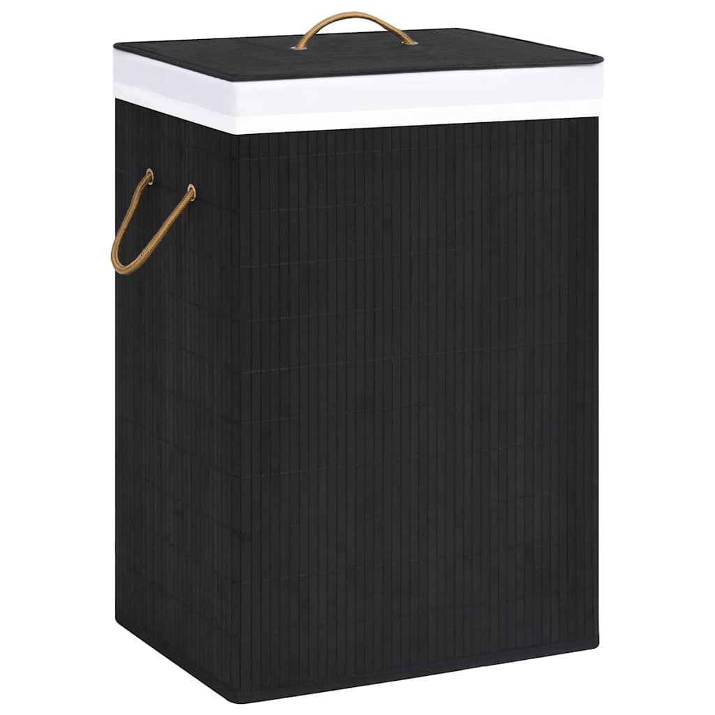Vidaxl pralni koszyk z 2 przedziałami 72 L Bamboo Black