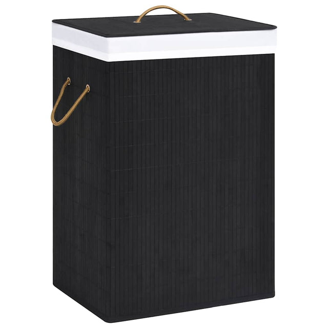 Vidaxl pralni koszyk z 2 przedziałami 72 L Bamboo Black