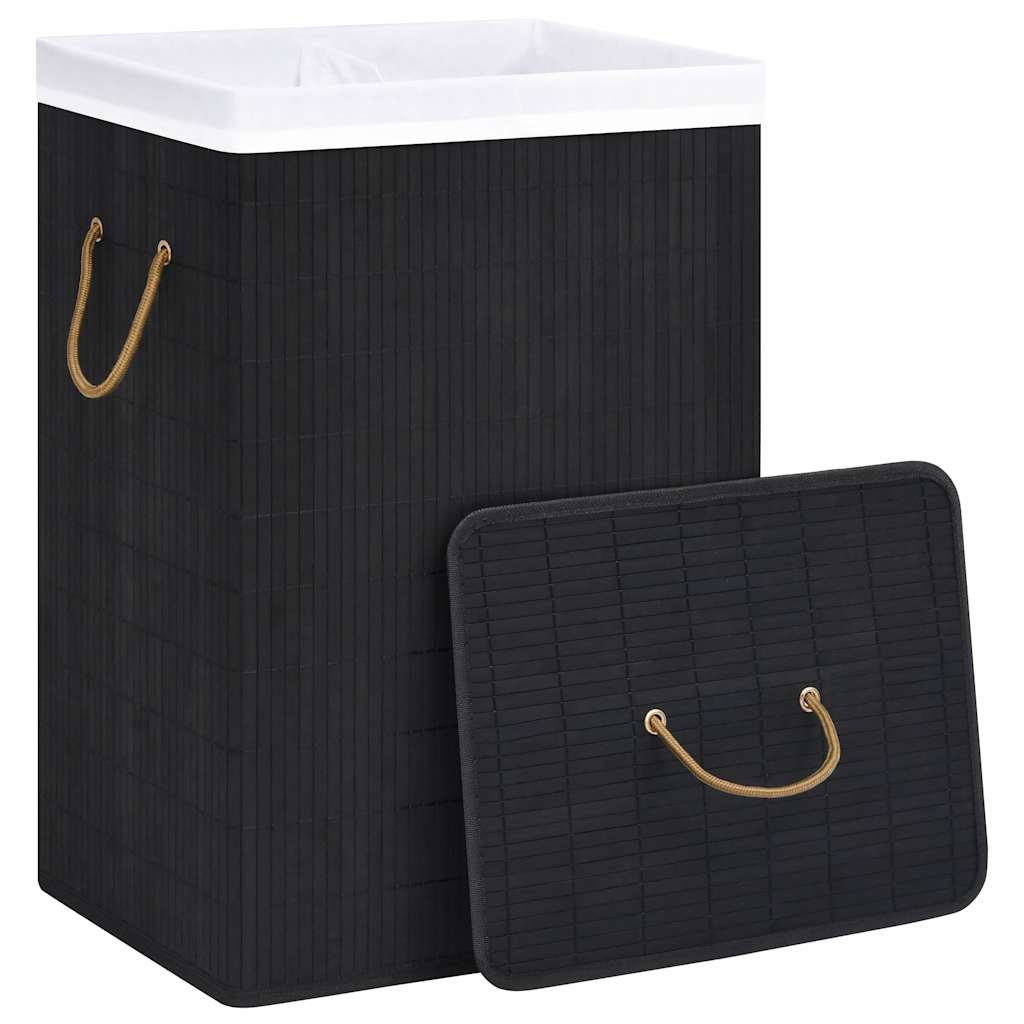 Vidaxl pralni koszyk z 2 przedziałami 72 L Bamboo Black