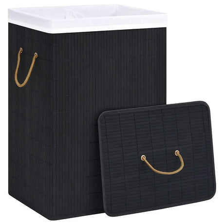 Vidaxl pralni koszyk z 2 przedziałami 72 L Bamboo Black