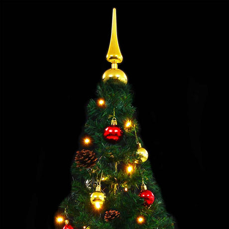Vidaxl Kunstkerstboom z oświetleniem i kulkami świątecznymi 210 cm zielonymi